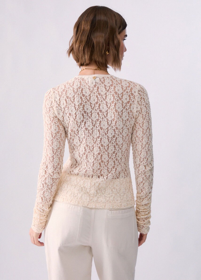 maglia in pizzo stretch WF6143J3975 51216 LIU JO WHITE 