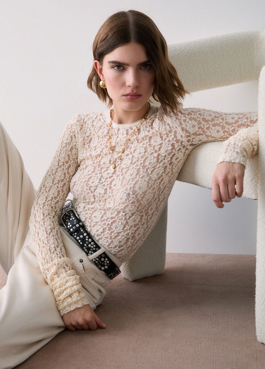 maglia in pizzo stretch WF6143J3975 51216 LIU JO WHITE 