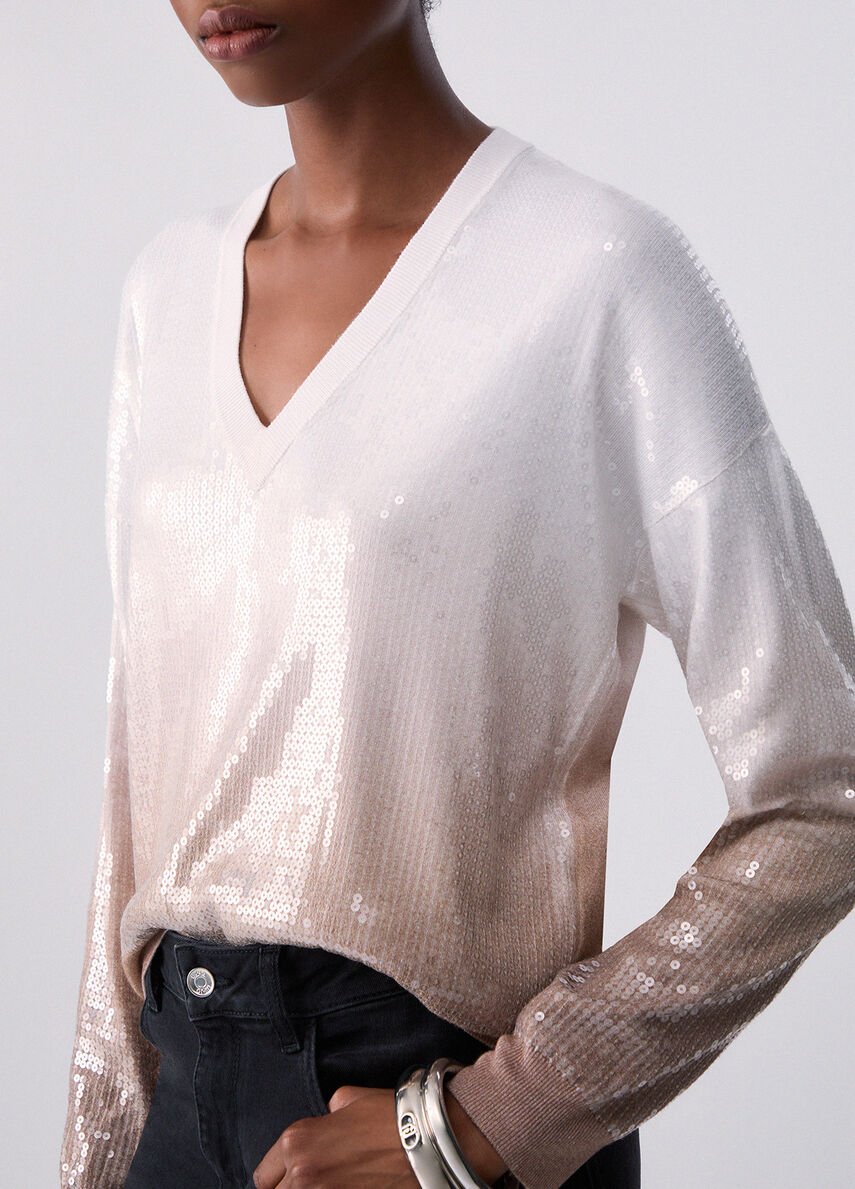 maglia degrade con pailettes WF6178MS49I L9203 LIU JO WHITE 