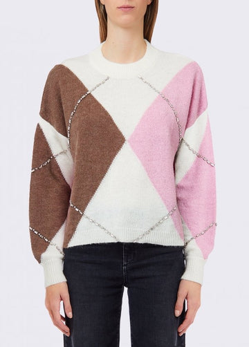 maglione con ricami e applicazioni WF6184MA15R L9197 LIU JO WHITE 