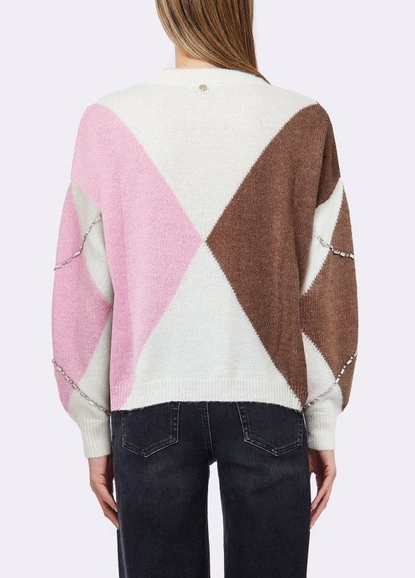 maglione con ricami e applicazioni WF6184MA15R L9197 LIU JO WHITE 