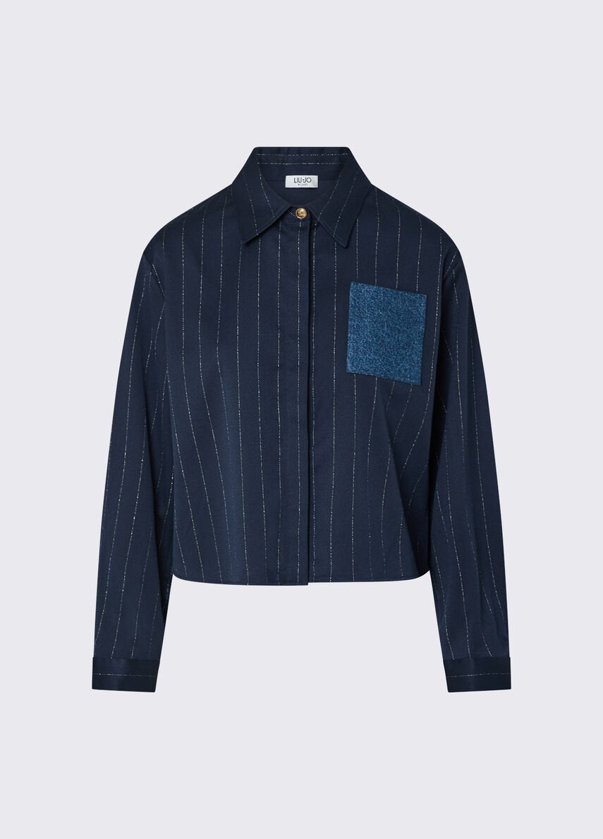 camicia gessata con taschino WF6240T731A L9232 LIU JO WHITE 