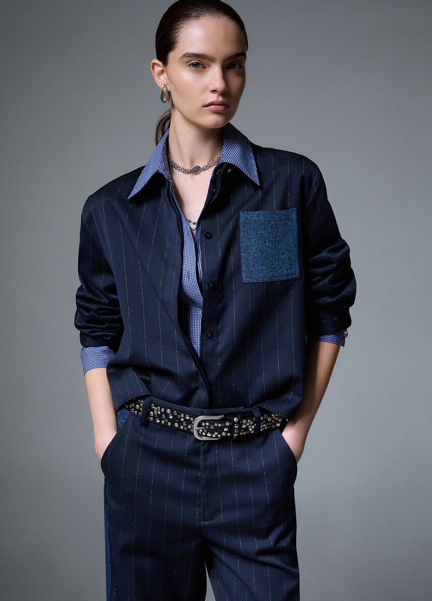 camicia gessata con taschino WF6240T731A L9232 LIU JO WHITE 