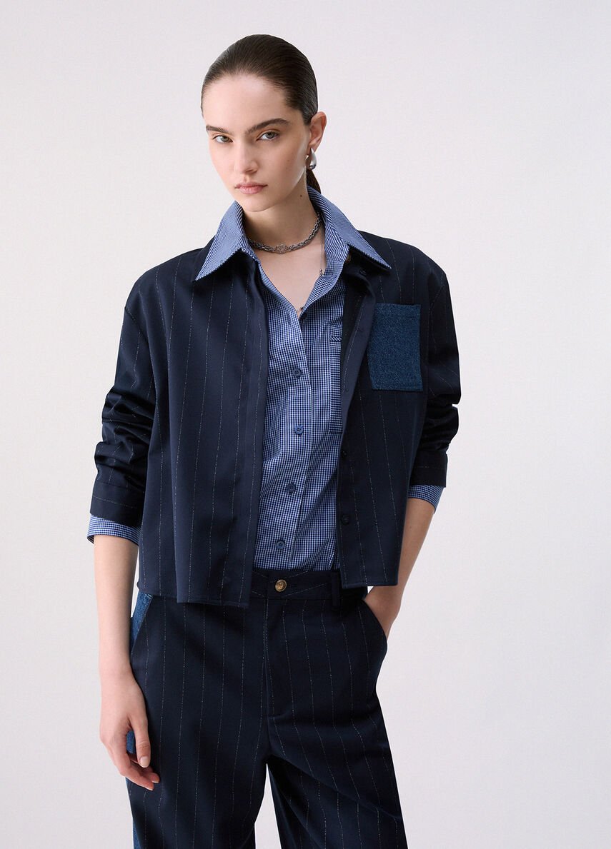 camicia gessata con taschino WF6240T731A L9232 LIU JO WHITE 