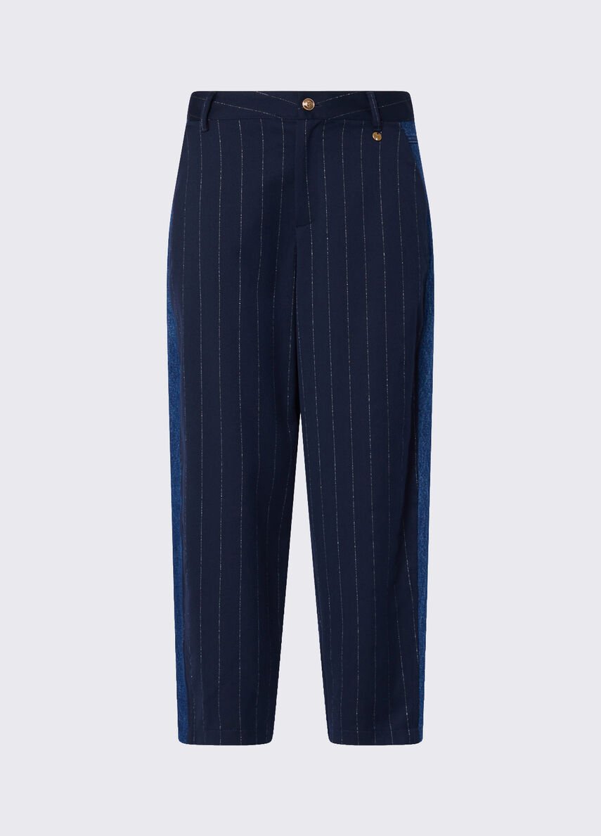 pantaloni gessati balloon WF6241T731A L9232 LIU JO WHITE 
