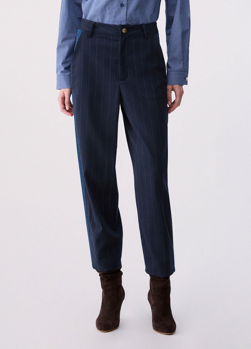pantaloni gessati balloon WF6241T731A L9232 LIU JO WHITE 