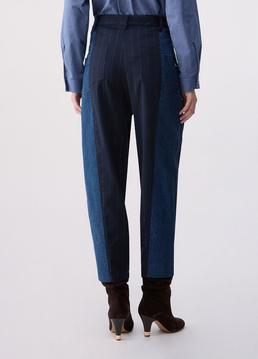 pantaloni gessati balloon WF6241T731A L9232 LIU JO WHITE 