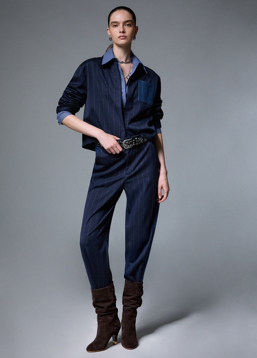 pantaloni gessati balloon WF6241T731A L9232 LIU JO WHITE 