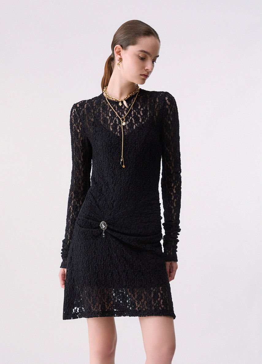 abito corto in pizzo WF6252J3975 22222 LIU JO WHITE 