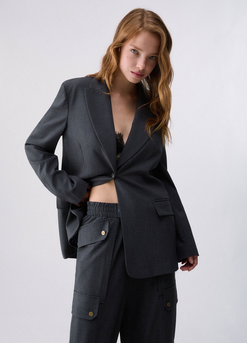 blazer in flanella WF6256T743A 02069 LIU JO WHITE 