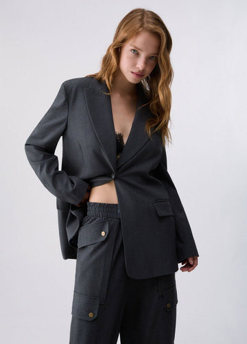 blazer in flanella WF6256T743A 02069 LIU JO WHITE 