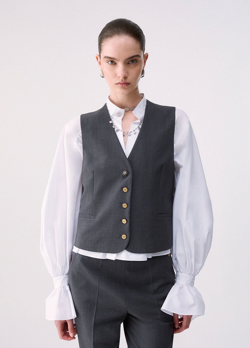 gilet in flanella WF6257T743A 02069 LIU JO WHITE 