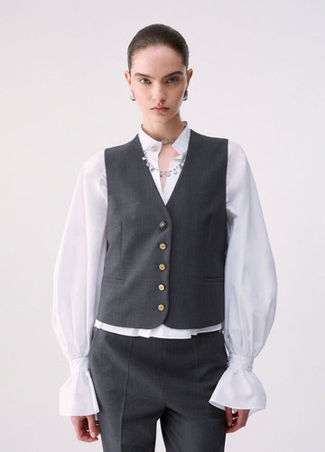 gilet in flanella WF6257T743A 02069 LIU JO WHITE 