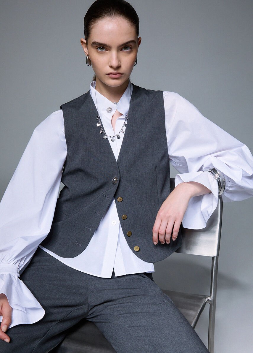 gilet in flanella WF6257T743A 02069 LIU JO WHITE 