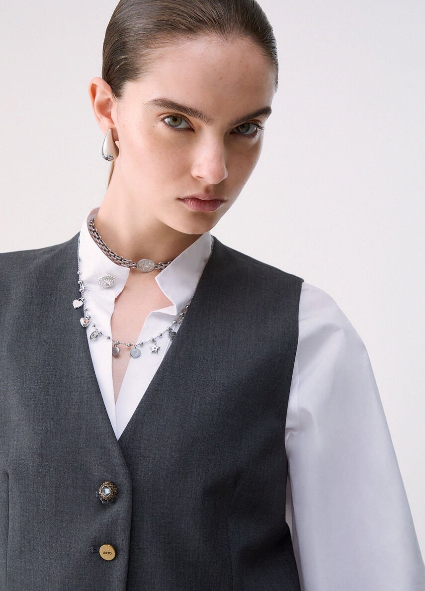 gilet in flanella WF6257T743A 02069 LIU JO WHITE 