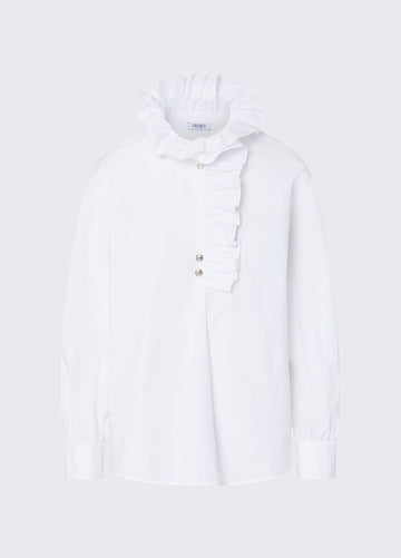camicia in popelin con rouches WF6268T741A 11111 LIU JO WHITE 