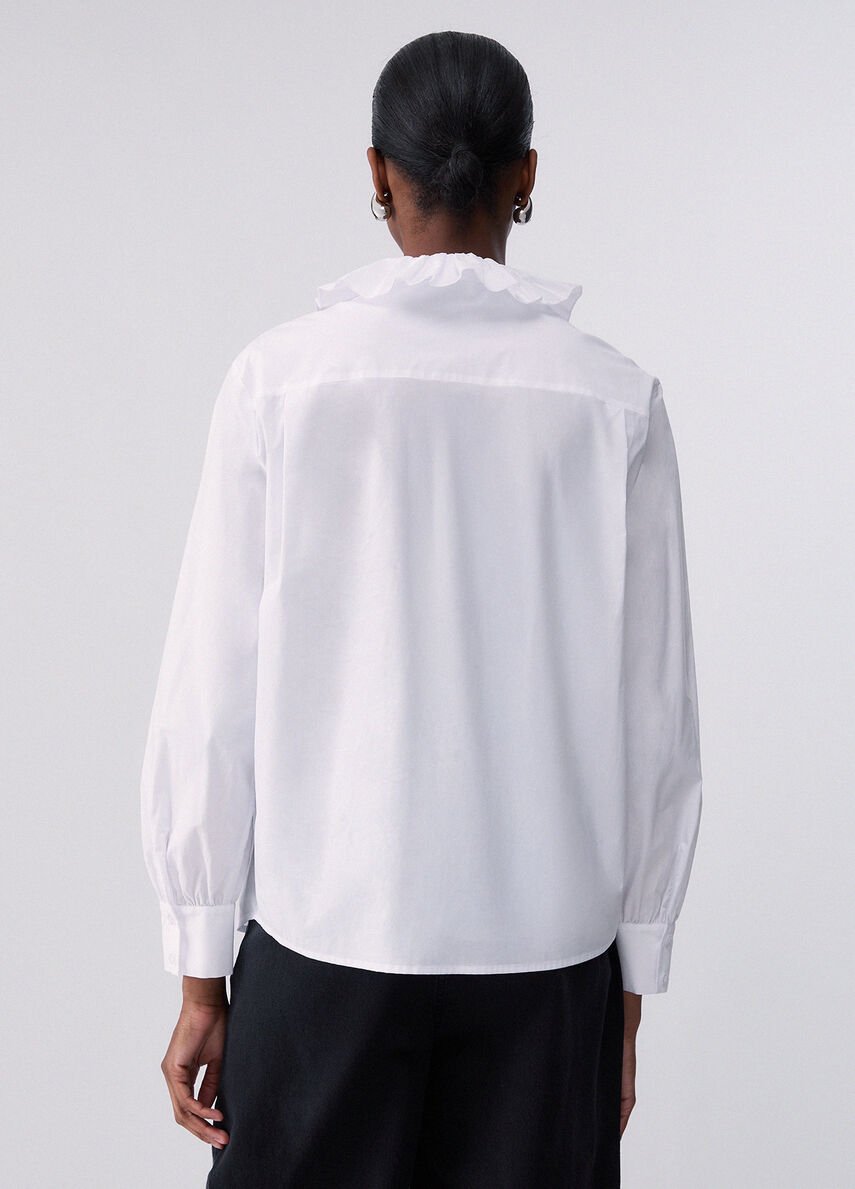 camicia in popelin con rouches WF6268T741A 11111 LIU JO WHITE 