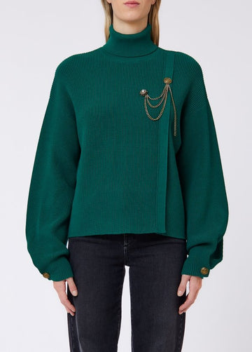 maglione collo alto con spilla WF6314MS99E 95421 LIU JO WHITE 