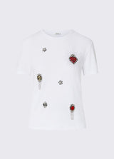 LIU JO WHITE t-shirt con ricami gioiello Bianco