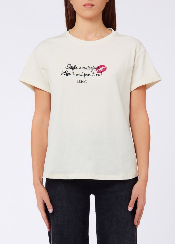 t-shirt con contrasti WF6368JS904 L9357 LIU JO WHITE 