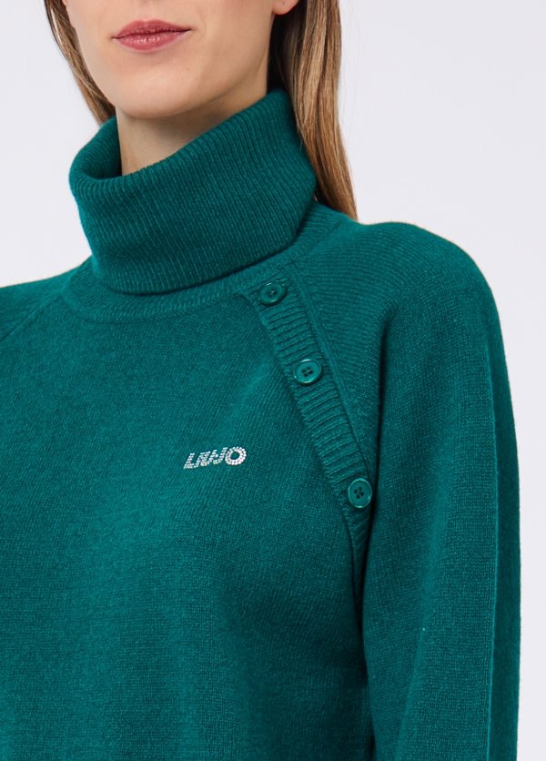 maglione con bottoni e logo WF6369MS009 95421 LIU JO WHITE 