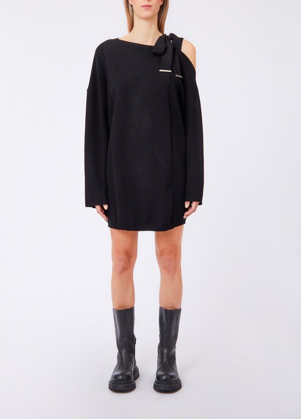 abito in maglia con fiocco WF6395MS99E 22222 LIU JO WHITE 