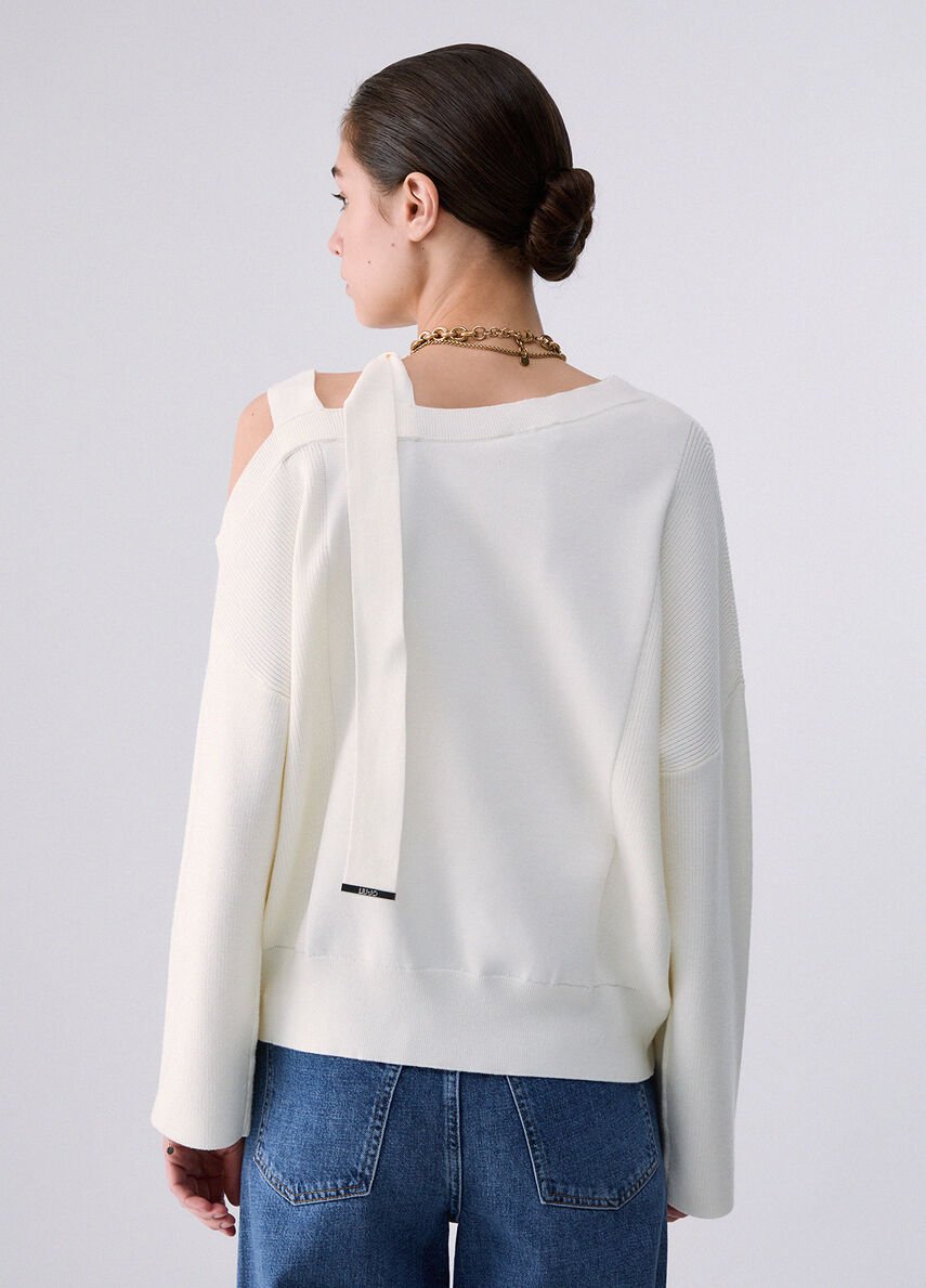 maglia con fiocco WF6396MS99E 10701 LIU JO WHITE 