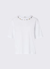 LIU JO WHITE t-shirt con ricamo gioiello Bianco