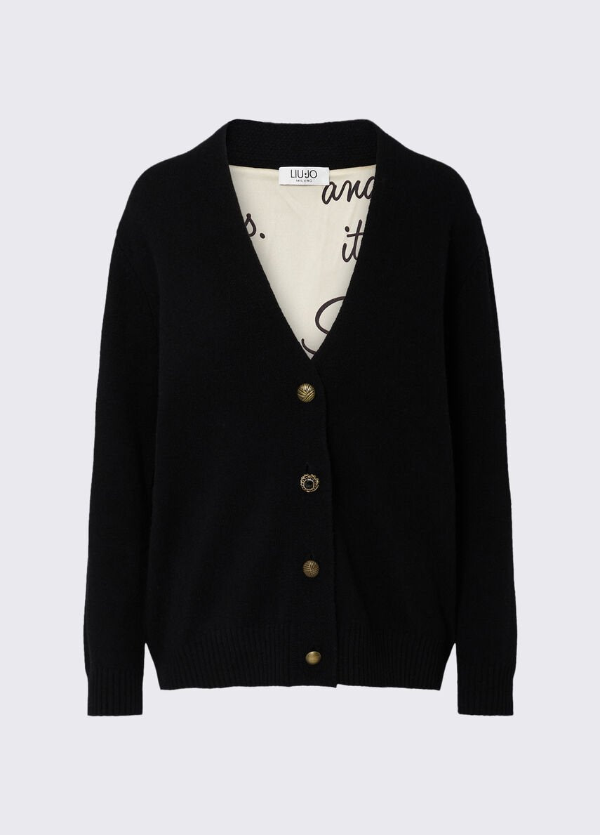 cardigan in pura lana WF6417MS009 L9456 LIU JO WHITE 