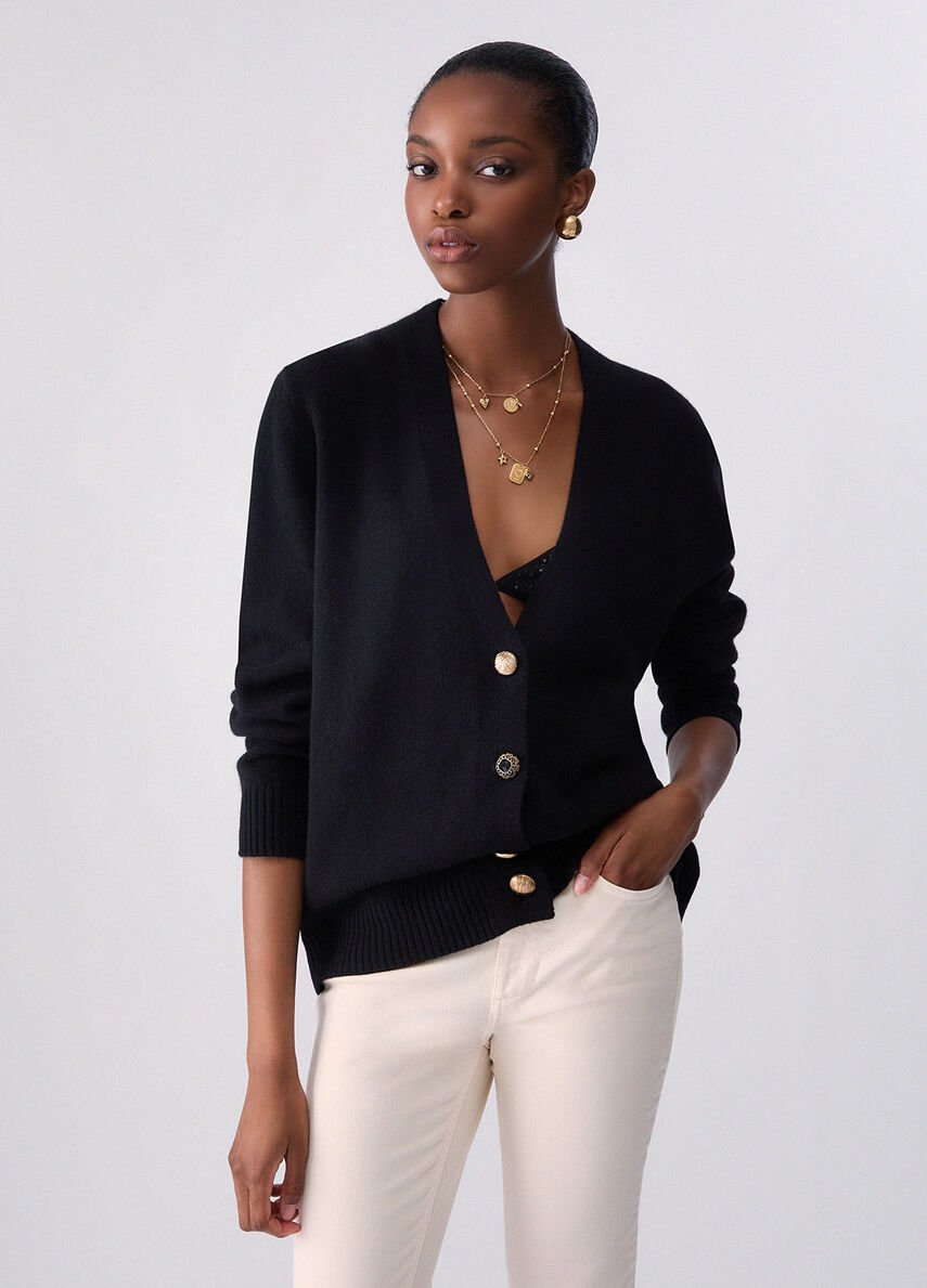 cardigan in pura lana WF6417MS009 L9456 LIU JO WHITE 