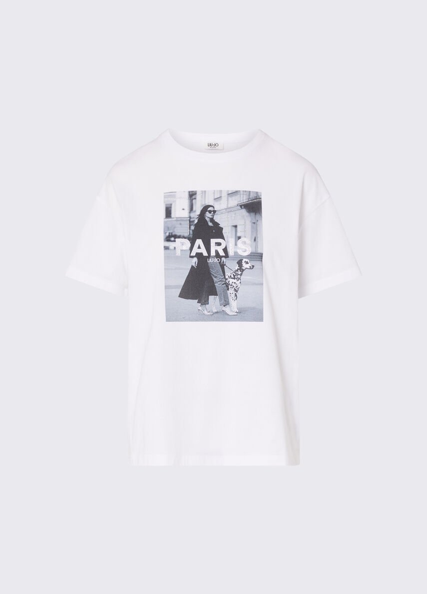 t-shirt con stampa WF6433JS904 N9951 LIU JO WHITE 