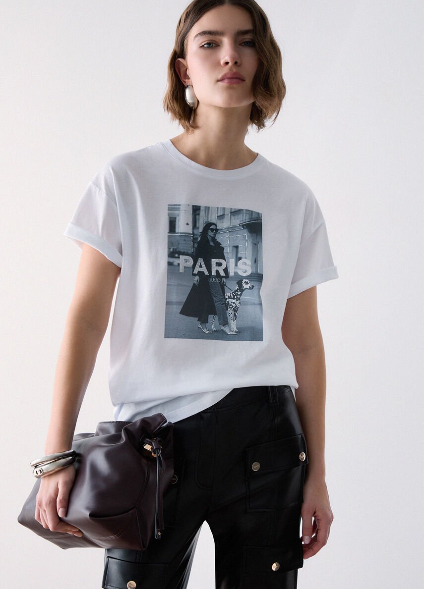 t-shirt con stampa WF6433JS904 N9951 LIU JO WHITE 