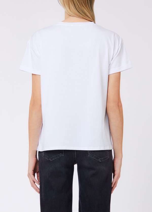 t-shirt con applicazione petto WF6434J0088 L9369 LIU JO WHITE 