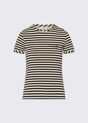 t-shirt con ricamo WF6439J3988 D3051 LIU JO WHITE 