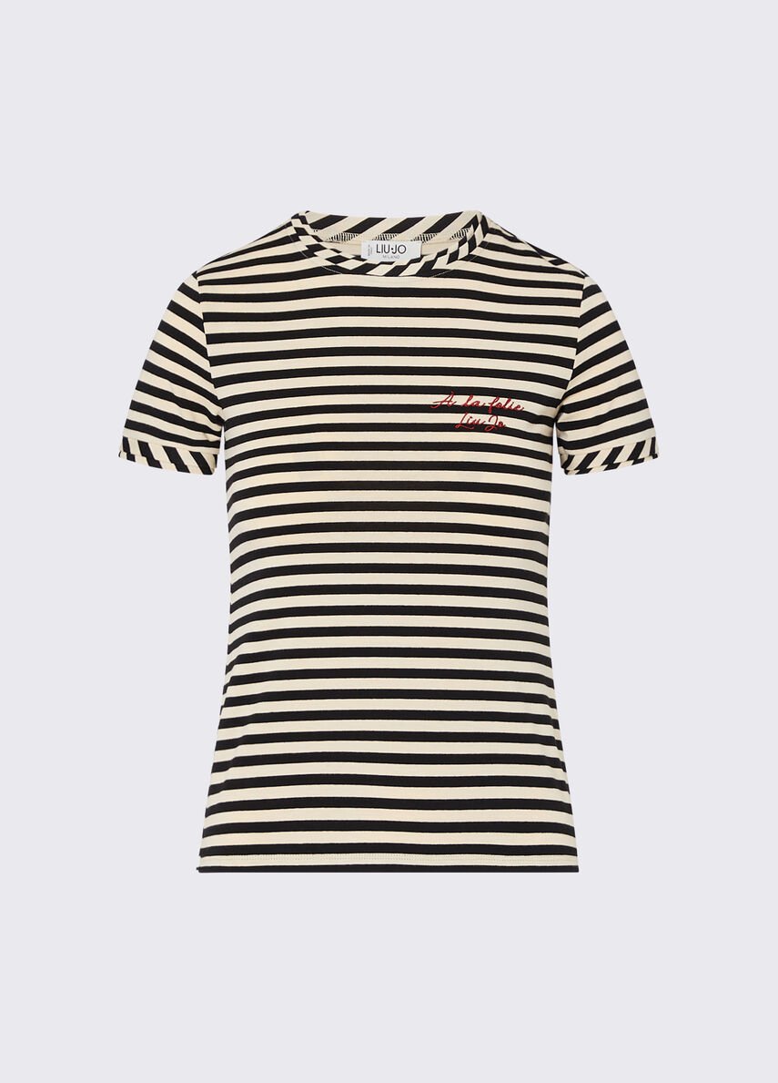 t-shirt con ricamo WF6439J3988 D3051 LIU JO WHITE 