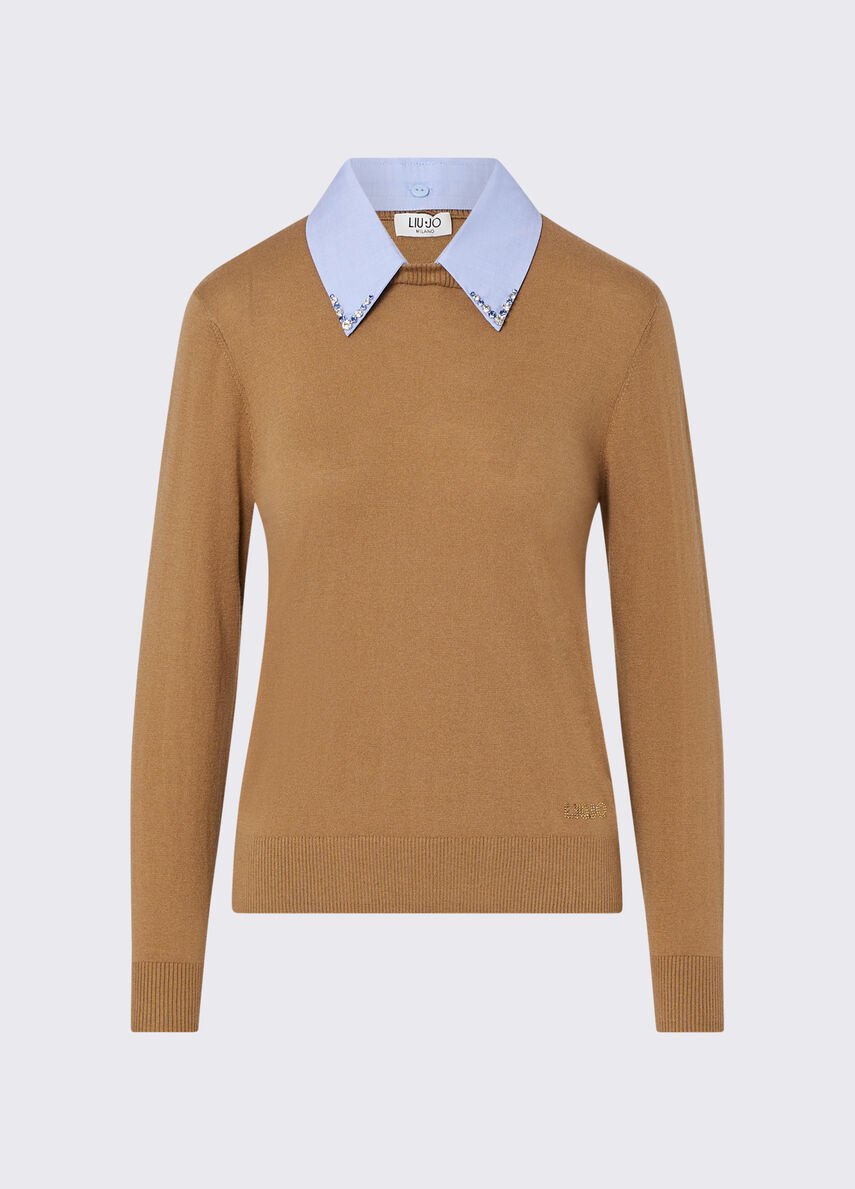 maglia con dettaglio WF6452MA16R L9440 LIU JO WHITE 