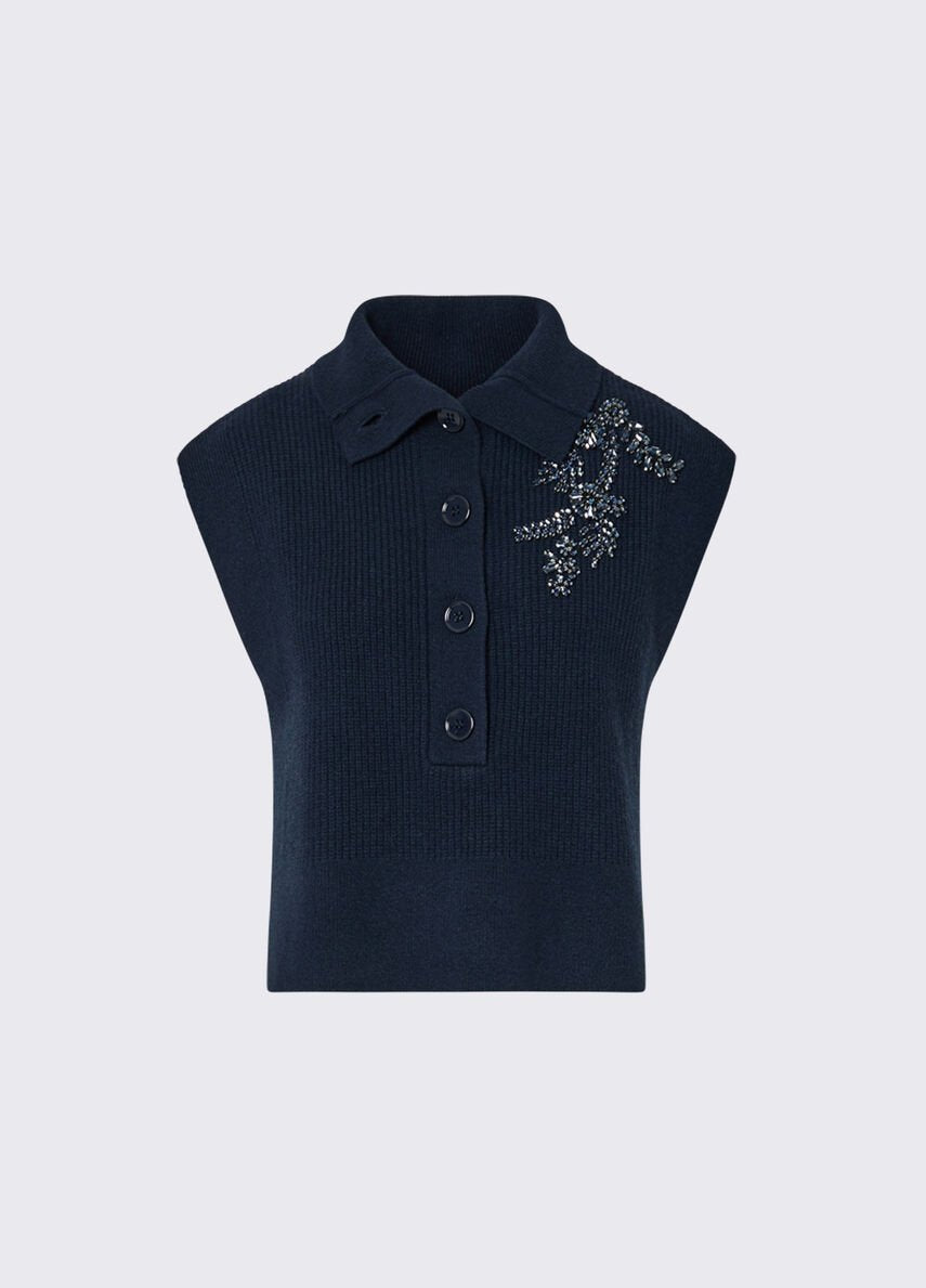 maglia in lana con ricamo gioiello WF6464MS009 93922 LIU JO WHITE 