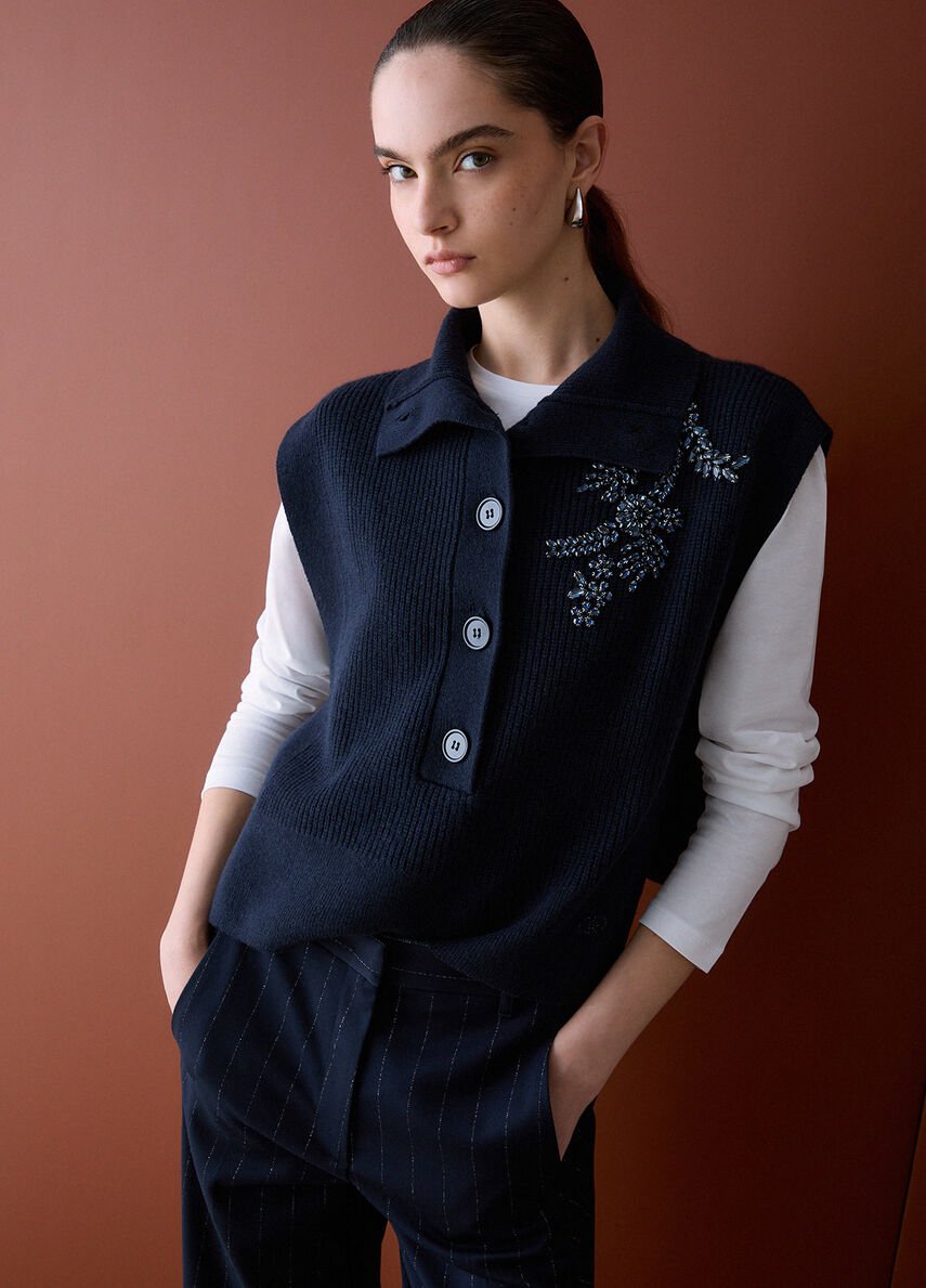 maglia in lana con ricamo gioiello WF6464MS009 93922 LIU JO WHITE 