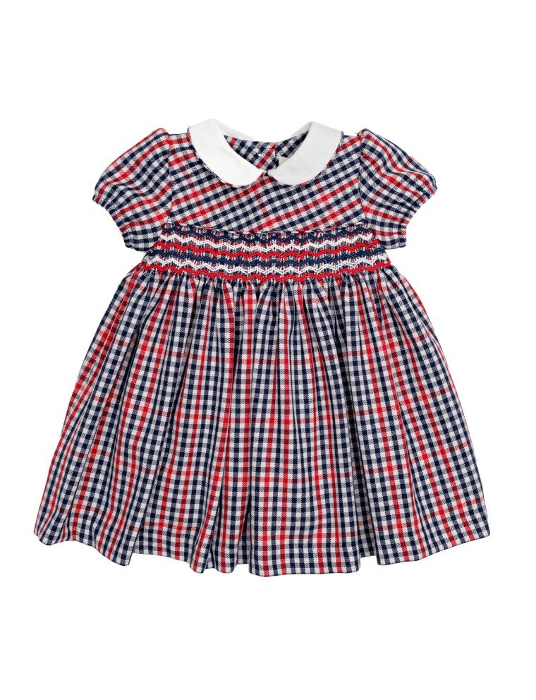 abito a quadri con smock F26I133VELNC 5050 MALVI & CO 