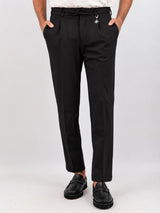 MANUEL RITZ pantalone con pinces e coulisse Nero