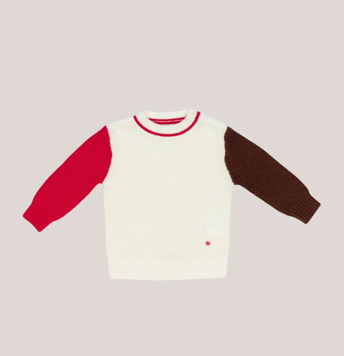 maglione con contrasti maniche MR4448 PANNA MANUEL RITZ KIDS 