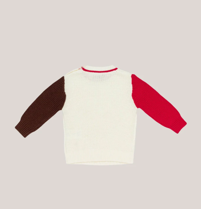 maglione con contrasti maniche MR4448 PANNA MANUEL RITZ KIDS 
