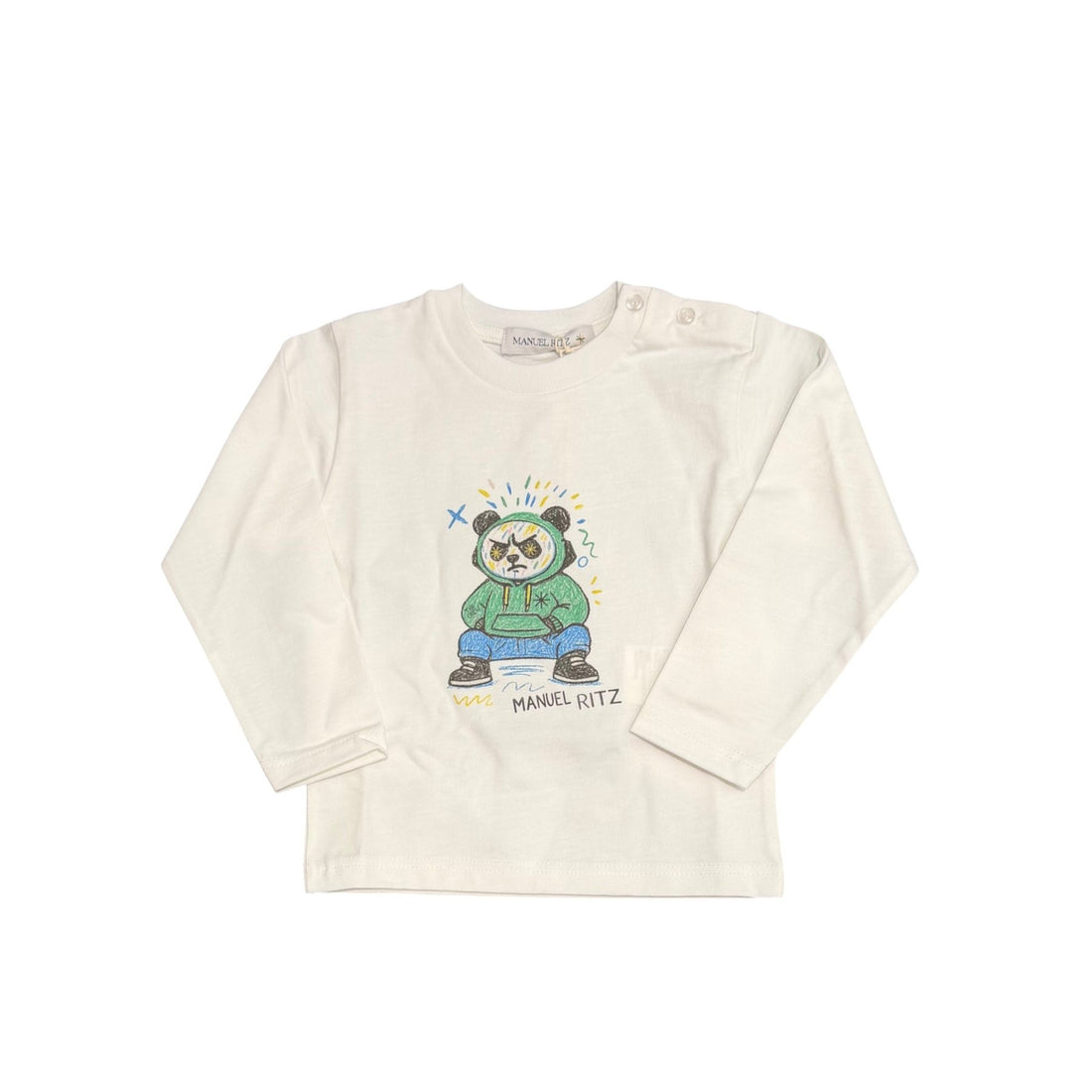 t-shirt con ricamo logo MR4516 LATTE MANUEL RITZ KIDS 