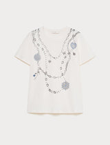MARINA SPORT t-shirt con strass Bianco