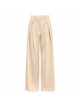 MAXMARA STUDIO pantalone ampio in saglia di lana Panna