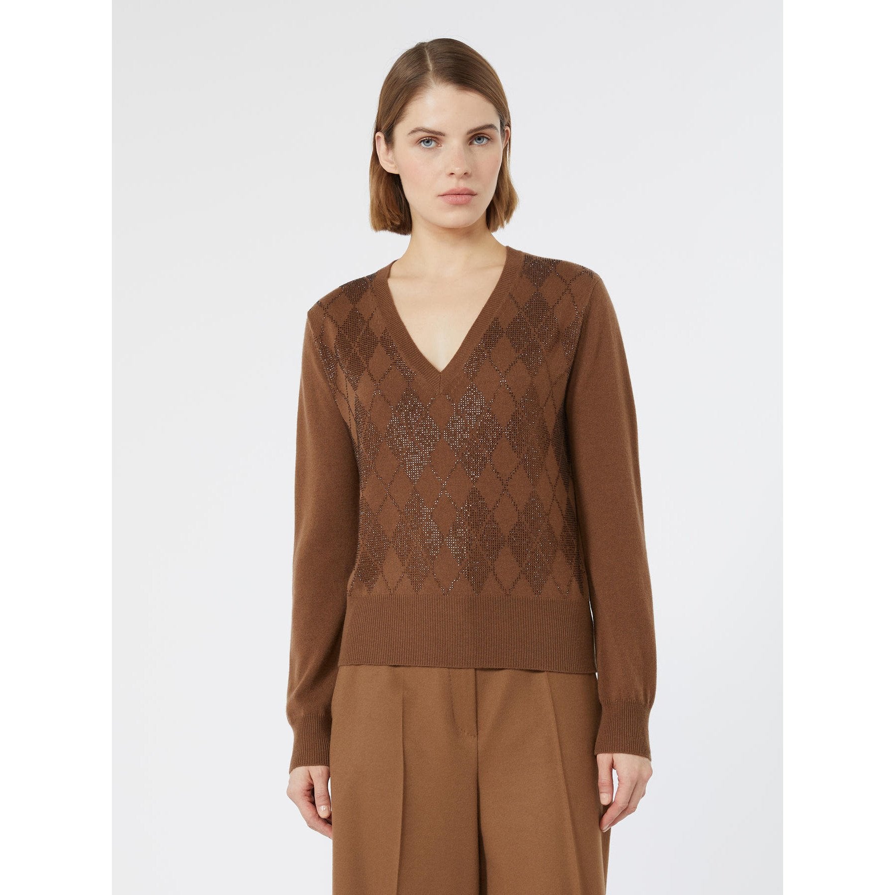 maglia con scollo a v e dettagli MSTLIUTI 005 MAXMARA STUDIO 