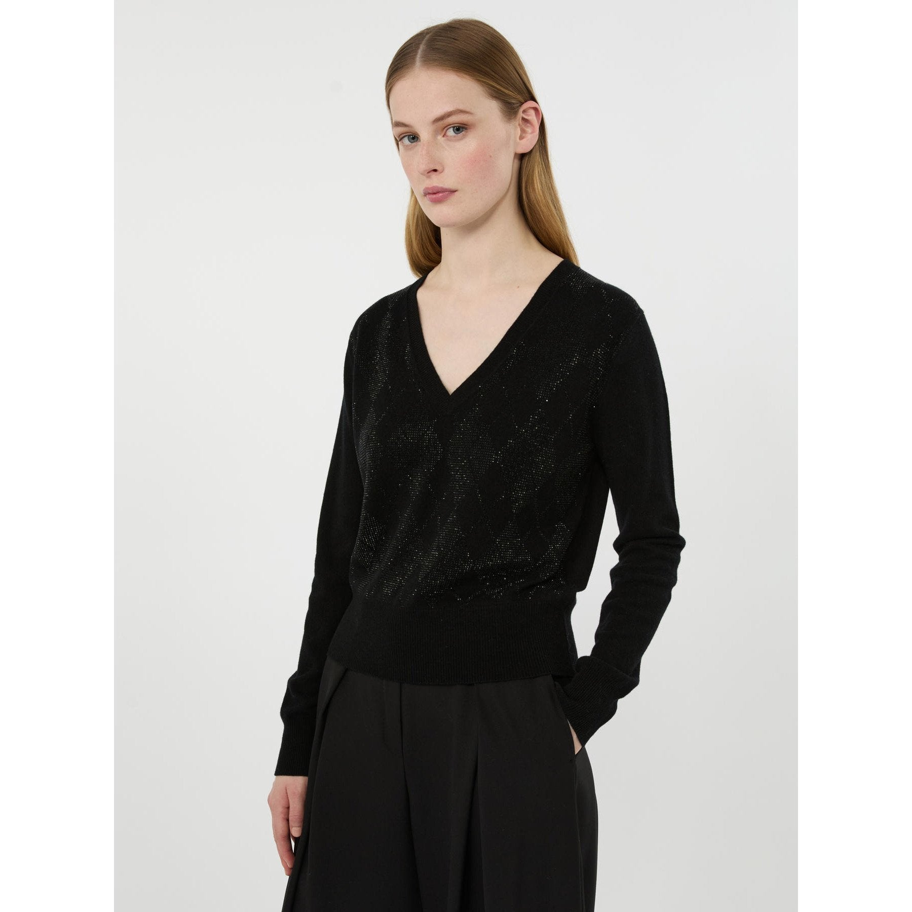 maglia con scollo a v e dettagli MSTLIUTI 010 MAXMARA STUDIO 