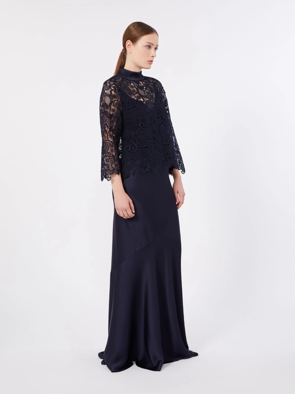 gonna lunga in envers satin MSEACERBO 044 MAXMARA STUDIO ELEGANTE 