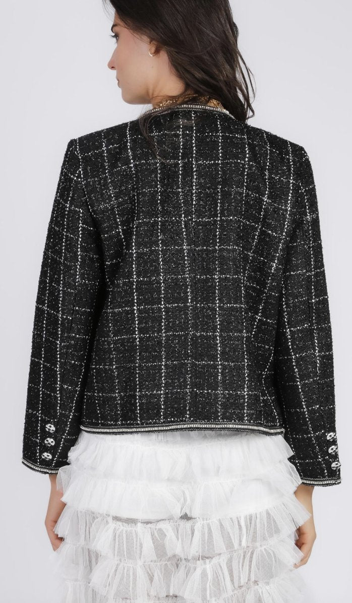 giacca in tweed a quattro tasche 26W-C-JA019 BLACK MiniMeParis 