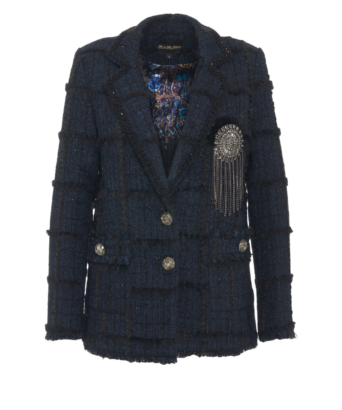 blazer in lana con spilla 26W-C-TJ009 BLUE MiniMeParis 